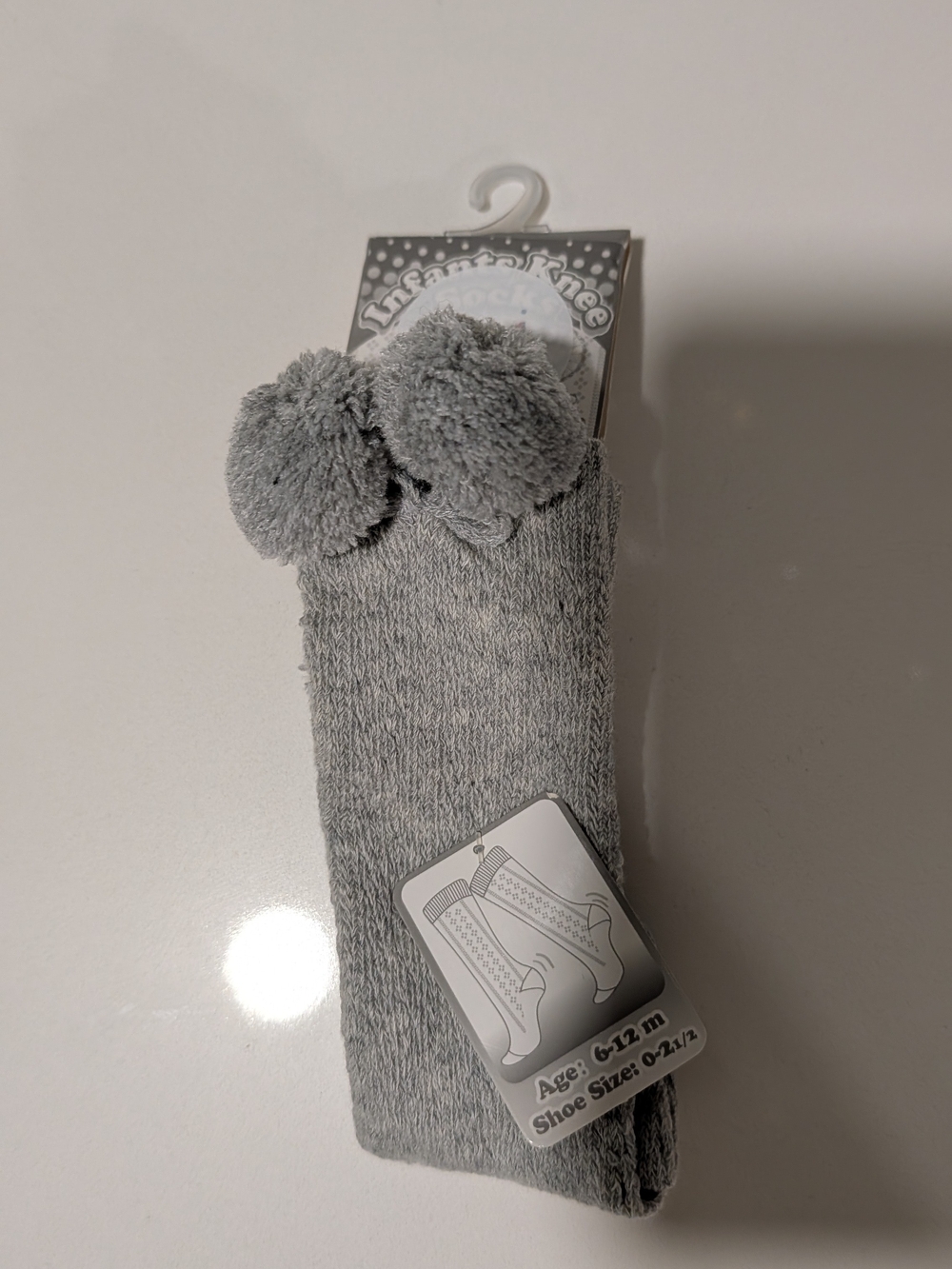 Grey Pom-Pom Knee Socks for Kids